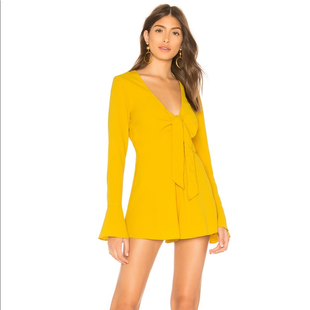 By the way Ruffle Romper in Marigold size XS